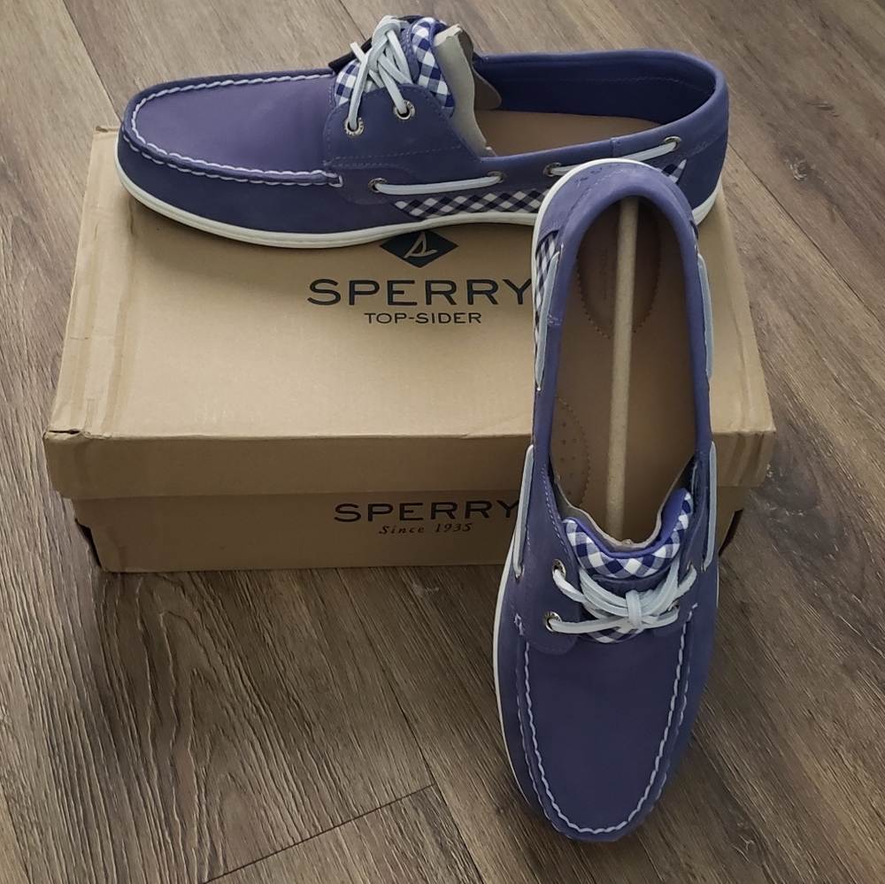 Sperry Koifish Gingham Blue Boat Shoes